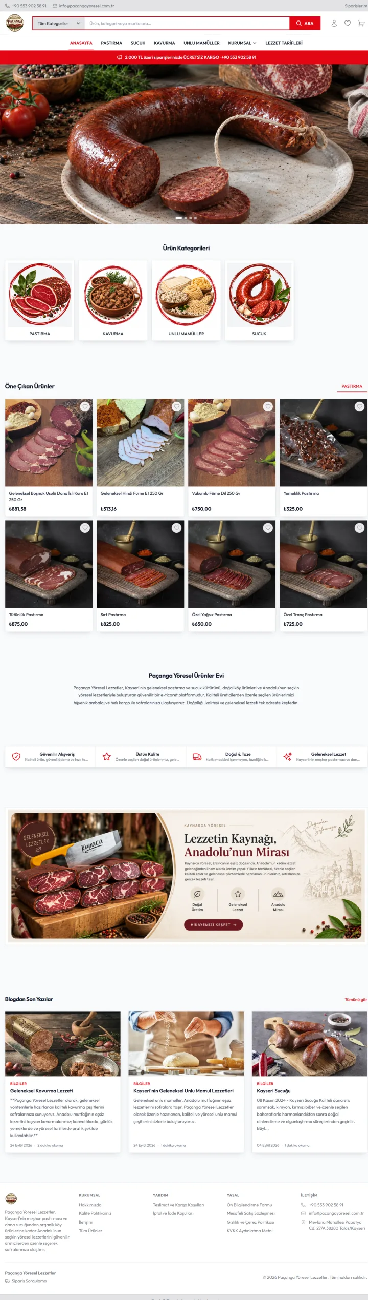 Paçanga Yöresel Lezzetler — Market teması